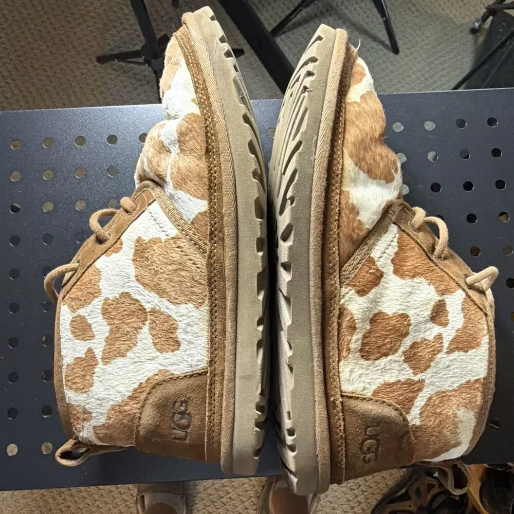 Ugg Neumel Cow Print Calf Hair Ankle Boots Size 10 Womens